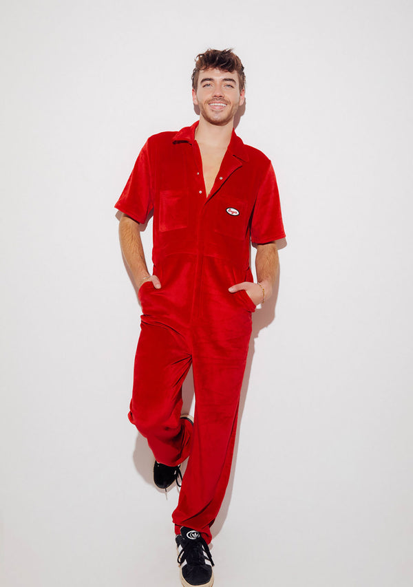 Men's - Aprés Velour Jumpsuit - Red